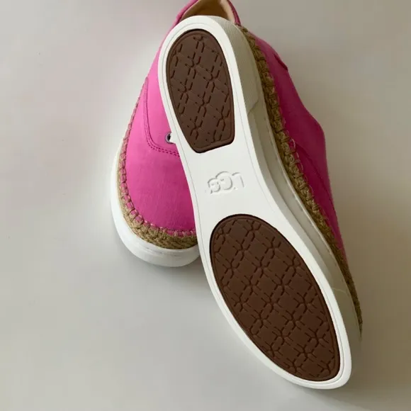 UGG AUSTRALIA EYAN II PINK AZALEA CANVAS BOAT STYLE SNEAKERS Trainers Flat Shoes