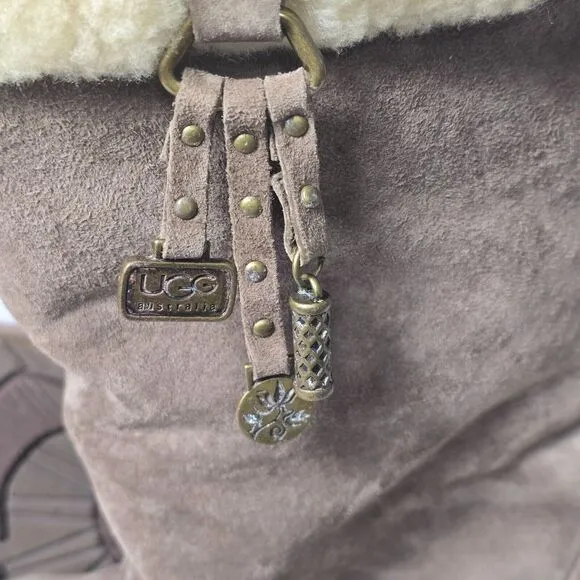 UGG Australia Plumdale Women’s Boots - Size 9, Brown‎ Suede, Shearling Cuff, Zip