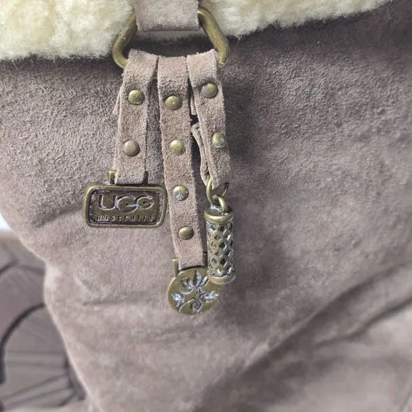 UGG Australia Plumdale Women’s Boots - Size 9, Brown‎ Suede, Shearling Cuff, Zip