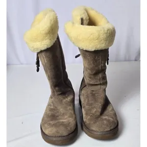 UGG Australia Plumdale Women’s Boots - Size 9, Brown‎ Suede, Shearling Cuff, Zip