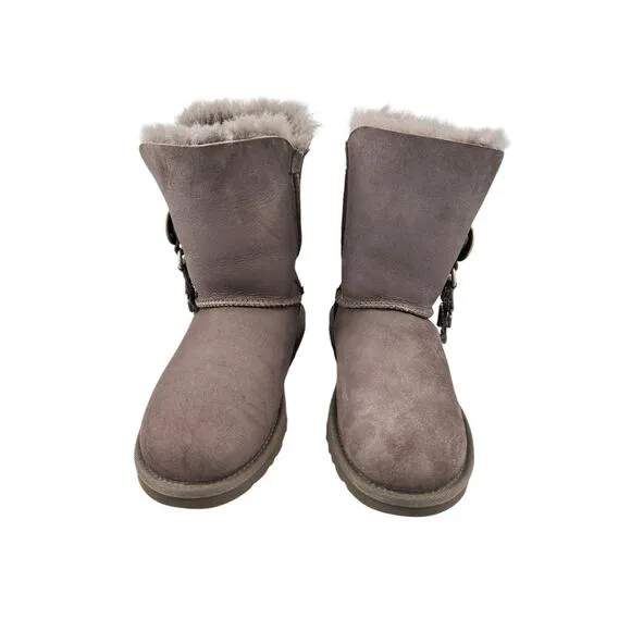 Ugg Australia Women's Azalea Charm Suede Snow Boots Size 6 In Gray