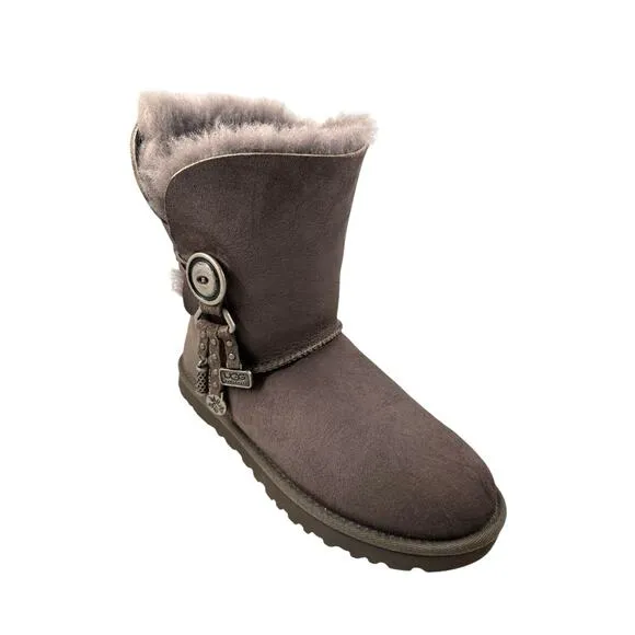 Ugg Australia Women's Azalea Charm Suede Snow Boots Size 6 In Gray