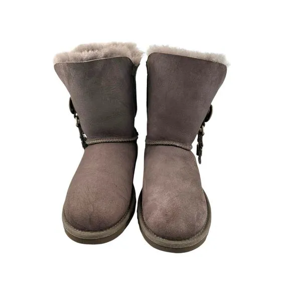 Ugg Australia Women's Azalea Charm Suede Snow Boots Size 6 In Gray