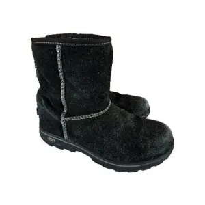 Ugg Boots Black Lynden Snow Bootie Waterproof Pull On Youth 2 1005566K