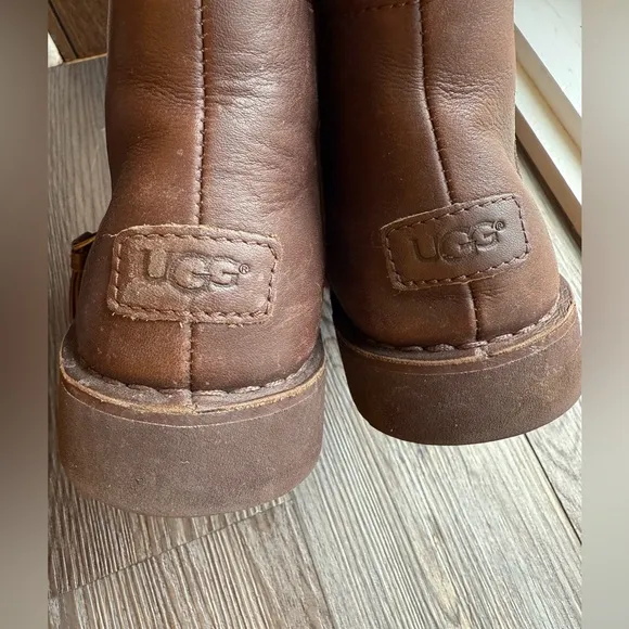 UGG Brown Leather Ankle Boots size 8