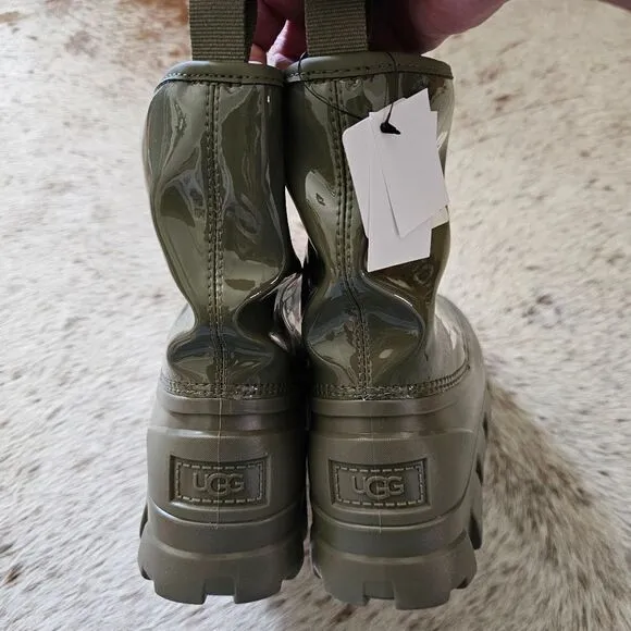 UGG Classic Brellah Mini Women's Waterproof Rain Snow Boots Olive Size 8 NEW