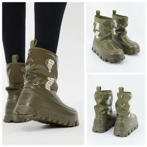 UGG Classic Brellah Mini Women's Waterproof Rain Snow Boots Olive Size 8 NEW