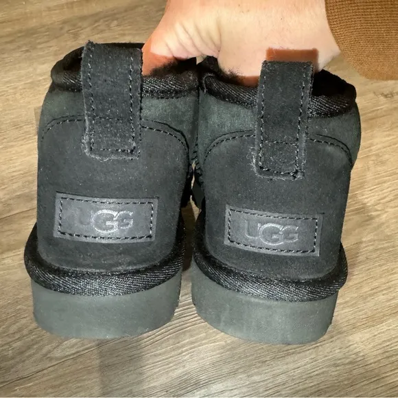 UGG Classic Ultra Mini Black Suede Booties Boots