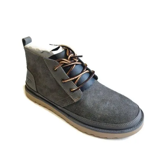 UGG Mens Size 8 Neumel Natural Sheepskin Lace Up Ankle Chukka Boots 1020369 Gray