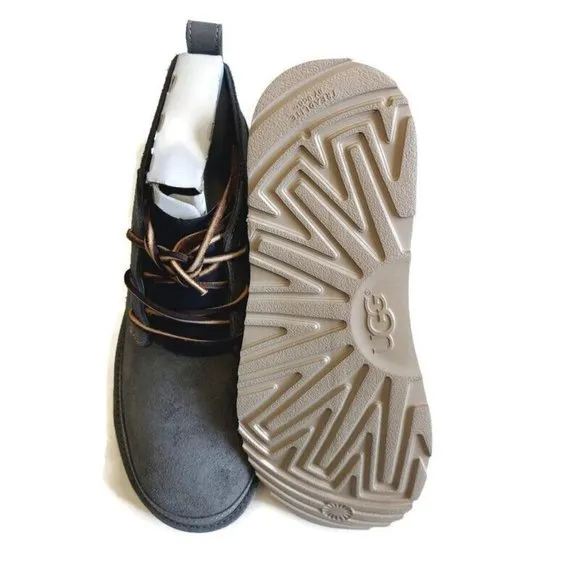 UGG Mens Size 8 Neumel Natural Sheepskin Lace Up Ankle Chukka Boots 1020369 Gray