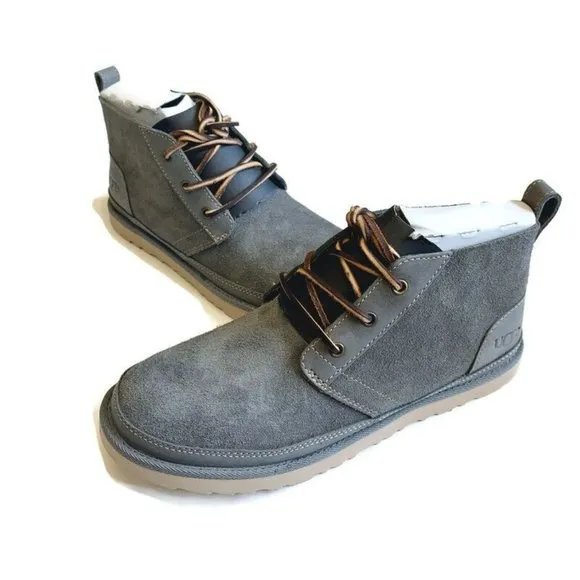 UGG Mens Size 8 Neumel Natural Sheepskin Lace Up Ankle Chukka Boots 1020369 Gray