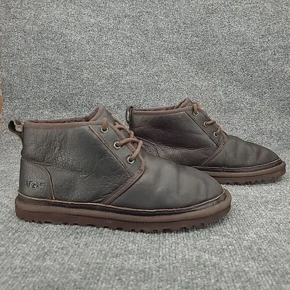 UGG Neumel China Tea Brown Leather Sheepskin‎ Chukka Ankle Boots Mens 10 1008908