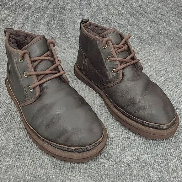 UGG Neumel China Tea Brown Leather Sheepskin‎ Chukka Ankle Boots Mens 10 1008908