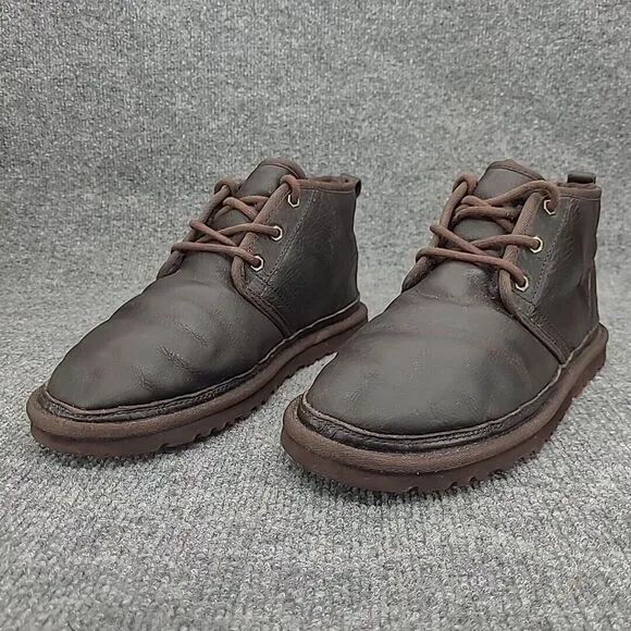 UGG Neumel China Tea Brown Leather Sheepskin‎ Chukka Ankle Boots Mens 10 1008908