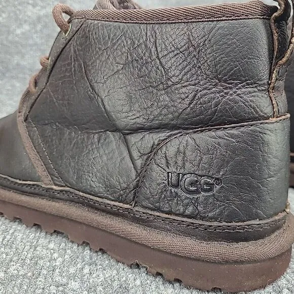 UGG Neumel China Tea Brown Leather Sheepskin‎ Chukka Ankle Boots Mens 10 1008908