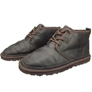 UGG Neumel China Tea Brown Leather Sheepskin‎ Chukka Ankle Boots Mens 10 1008908