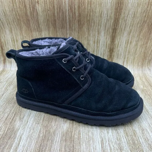 UGG Neumel Men's‎ Size 10 Black Suede Shearling Ankle Chukka Boots Shoes 3236