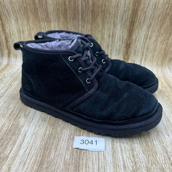 UGG Neumel Men's‎ Size 10 Black Suede Shearling Ankle Chukka Boots Shoes 3236
