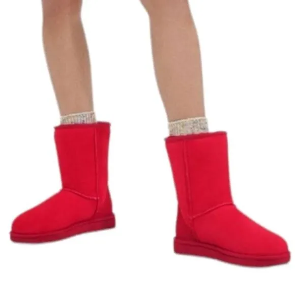 UGG Uggs Boots Classic Short II Samba Red WOMEN'S WOMAN'S 4 WINTER SNOW