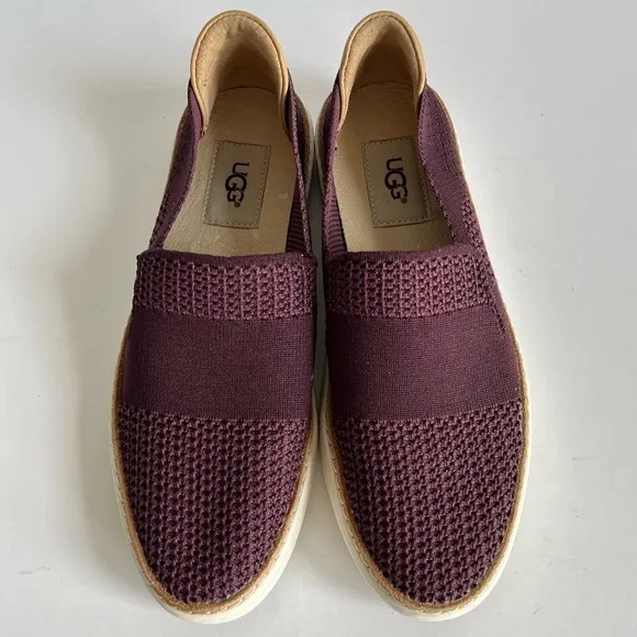 UGG Woman burgundy Sammy Stretch Knit SNEAKERS Shoes Slip on Size 6