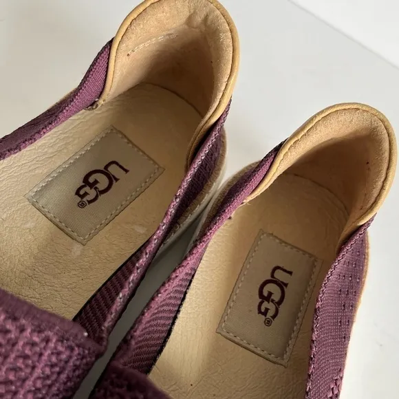 UGG Woman burgundy Sammy Stretch Knit SNEAKERS Shoes Slip on Size 6