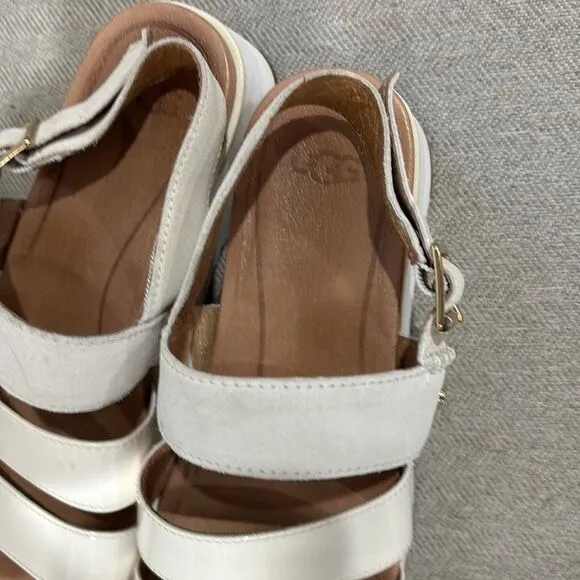 Ugg Women's Braelynn White Leather Sandals Strappy Comfort sz 7