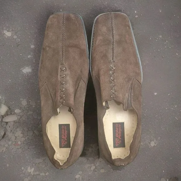 Umberto Pellegrini Designer Suede Slip On Loafers Leather Shoes Mens Size 12
