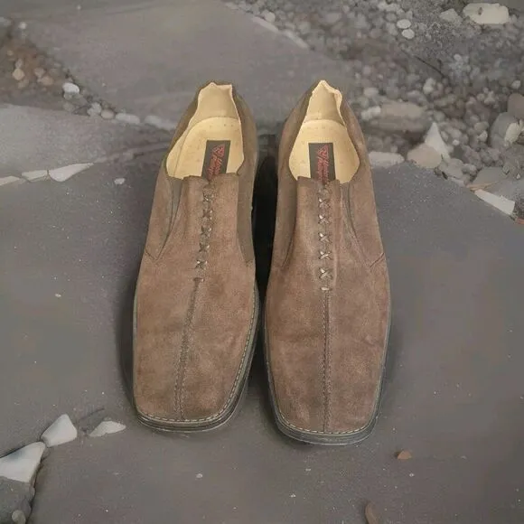 Umberto Pellegrini Designer Suede Slip On Loafers Leather Shoes Mens Size 12