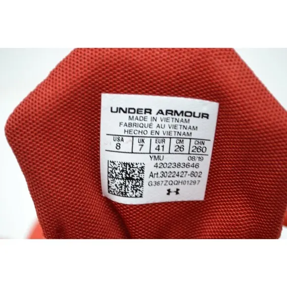 Under Armour UA Hovr CTW 3022427-602 Running Shoes Men's 8 Red Athletic Sneakers