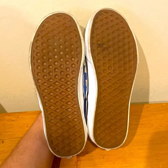 Unisex Vans Blue &amp; White Checker low top slip on sneakers Mens 3.5 womens 5