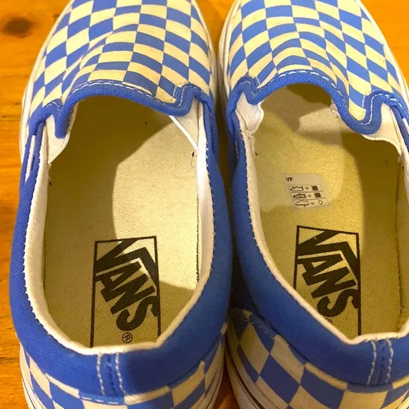 Unisex Vans Blue &amp; White Checker low top slip on sneakers Mens 3.5 womens 5
