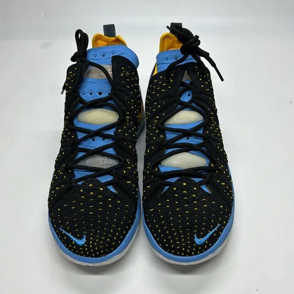 USED Nike Lebron XVIII 18 Lakers Heritage CQ9283-006 Black Blue Shoes Men's 9