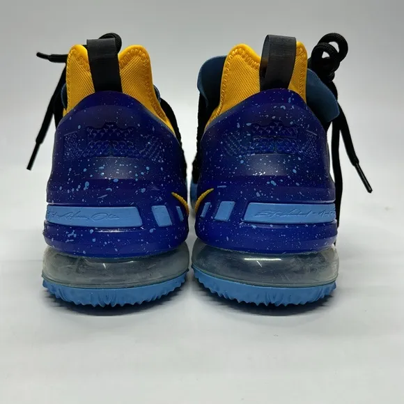 USED Nike Lebron XVIII 18 Lakers Heritage CQ9283-006 Black Blue Shoes Men's 9