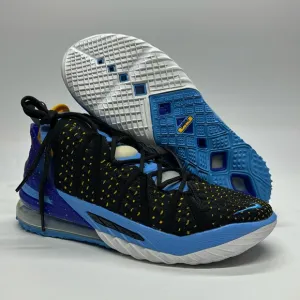 USED Nike Lebron XVIII 18 Lakers Heritage CQ9283-006 Black Blue Shoes Men's 9