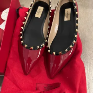 Valentino Red Patent Leather Studded Flats
