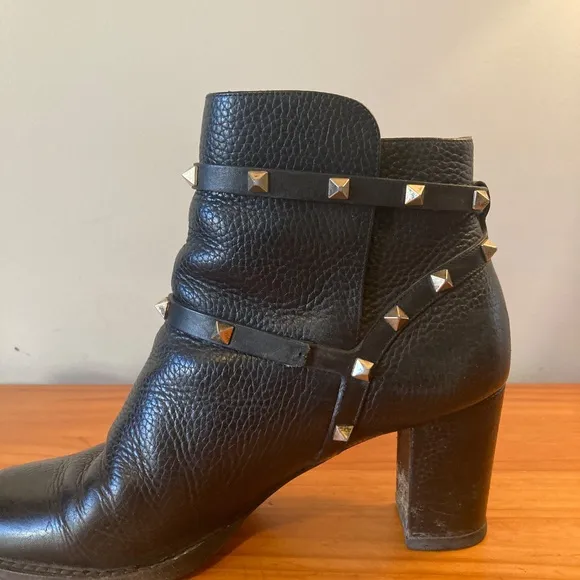 Valentino Rockstud Ankle Boots, Women's Black, Size 41, US Size 10