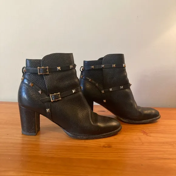 Valentino Rockstud Ankle Boots, Women's Black, Size 41, US Size 10