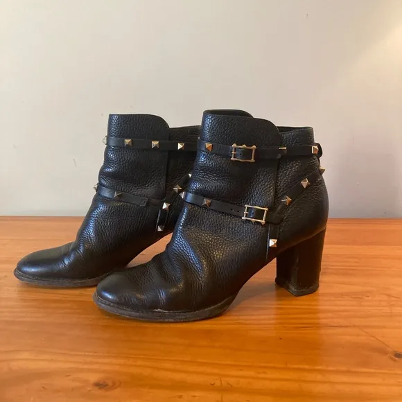 Valentino Rockstud Ankle Boots, Women's Black, Size 41, US Size 10