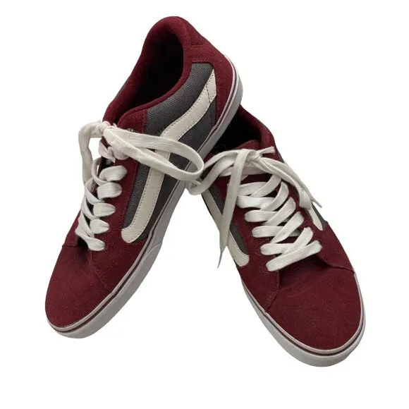 Vans 11.5 Shoes Faulkner Lace Up Suede Upper Gray White Red Purple Mens Sneakers