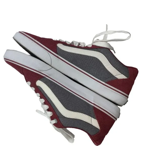 Vans 11.5 Shoes Faulkner Lace Up Suede Upper Gray White Red Purple Mens Sneakers