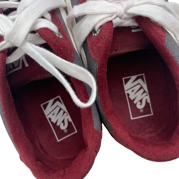 Vans 11.5 Shoes Faulkner Lace Up Suede Upper Gray White Red Purple Mens Sneakers