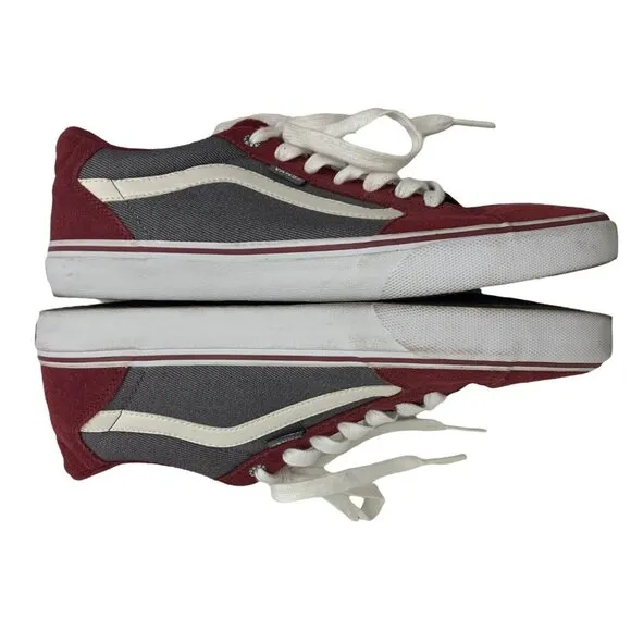 Vans 11.5 Shoes Faulkner Lace Up Suede Upper Gray White Red Purple Mens Sneakers