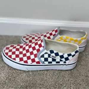 Vans Asher Multicolor Checkerboard Sneakers Slip On Shoes size 7.5