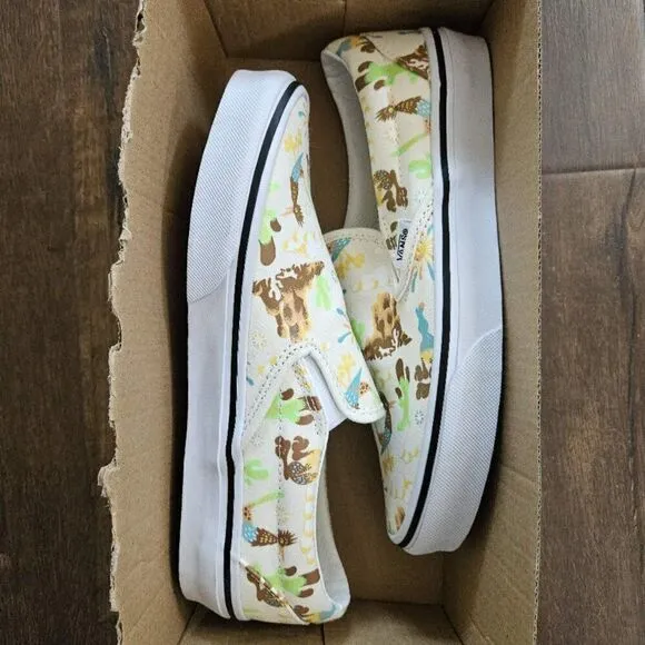 vans classic slip on get outdoors marshmallow men size 10.5