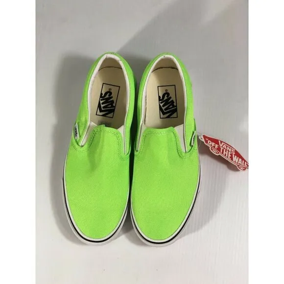 Vans Classic Slip On Neon Green Gecko/White Shoes