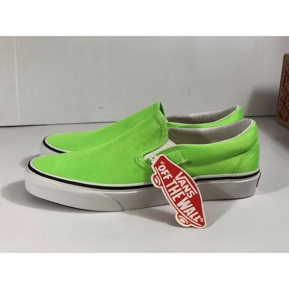 Vans Classic Slip On Neon Green Gecko/White Shoes