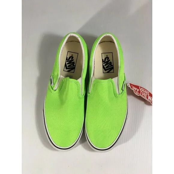 Vans Classic Slip On Neon Green Gecko/White Shoes