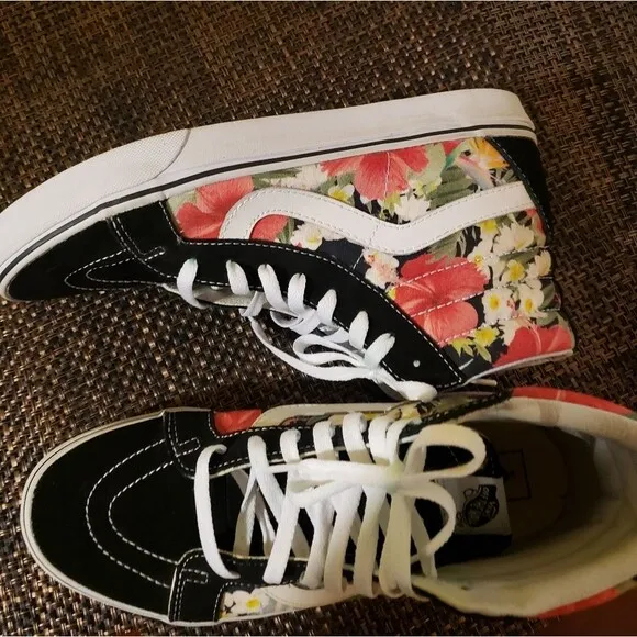 🌺🌼🌸Vans Digi Aloha Black Floral Sk8-Hi Sneaker Mens 9 W 10.5