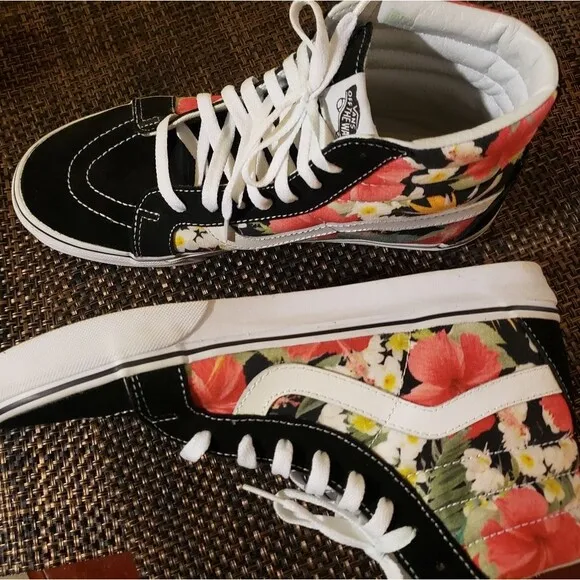 🌺🌼🌸Vans Digi Aloha Black Floral Sk8-Hi Sneaker Mens 9 W 10.5