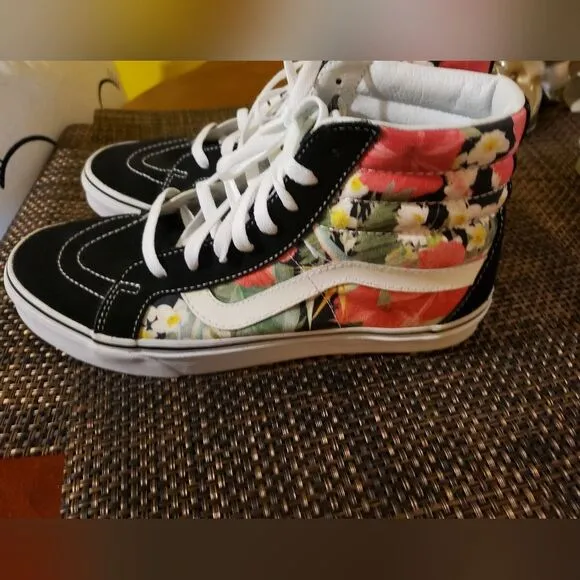🌺🌼🌸Vans Digi Aloha Black Floral Sk8-Hi Sneaker Mens 9 W 10.5